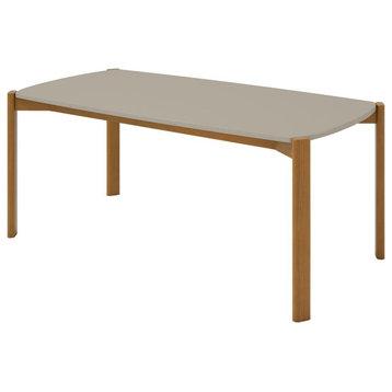 Mid-Century Modern Gales 70.87 Dining Table With Solid Wood Legs, Greige