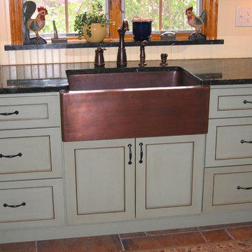 Custom painted cabinets with a glaze