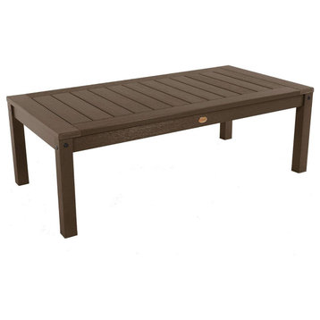 Contemporary Coffee Table, Indoor/Outdoor Use With Slatted Top, Weathered Acorn