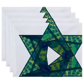 Decorative Holiday Placemat Geometric, Set of 4, Teal
