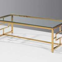 Gold Stainless Steel Living Room Glass Coffee Table - Contemporary ...