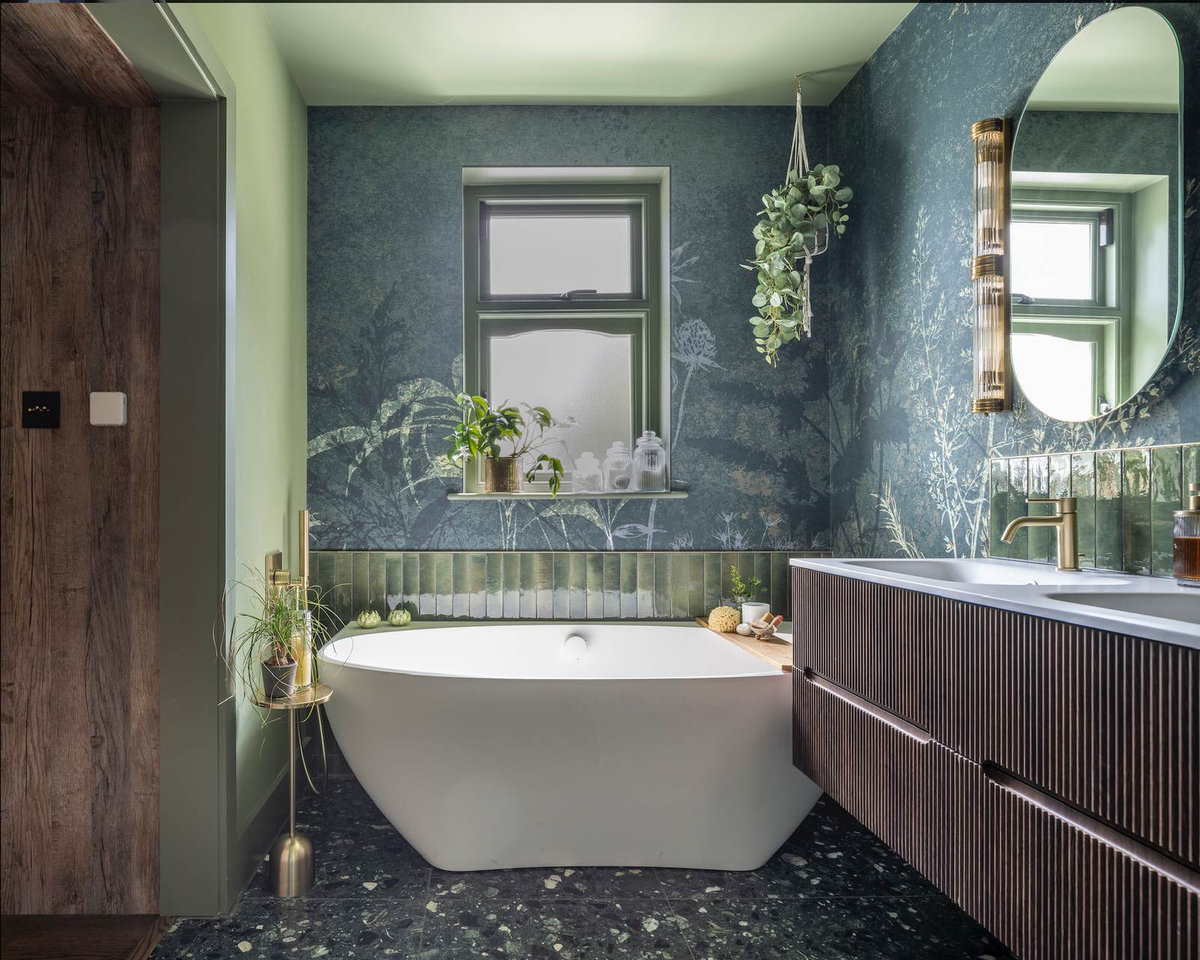 Green spa like bathroom