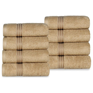 8 Piece Egyptian Cotton Washable Hand Towel, Toast