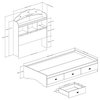 South Shore Tiara Twin Mates Bed With Drawers and Bookcase Headboard
