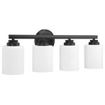 Craftmade - Bolden 4-Light Bathroom Vanity Light in Flat Black - Bold clean lines with your choice of clear seeded or white frosted glass shades complement the graceful shapes of the Bolden collection setting the stage for a look that is luxurious and effortless.  This light requires 4 , . Watt Bulbs (Not Included) UL Certified.
