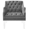 Modern Living Room Lounge Accent Side Chair Armchair, Velvet Fabric, Grey Gray