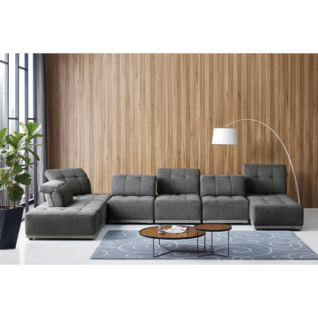 Divani Casa Ekron Modern Gray Fabric Modular Sectional Sofa