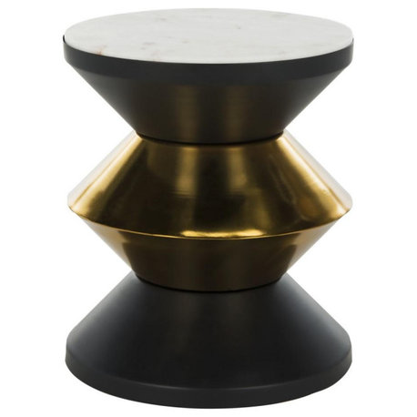 Safavieh Azizi Stone Top Side Table, Black/Gold