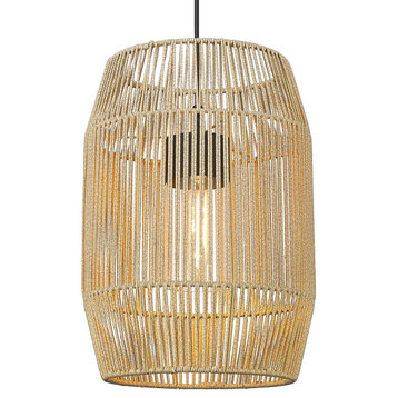 Golden Lighting 6073-O-SS Seabrooke 15"W Outdoor Pendant - Natural Black (UV)