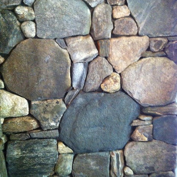 Fieldstone fireplace