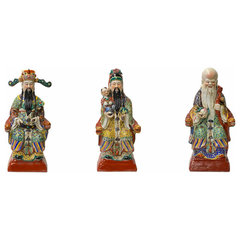 Chinese Canton Color Mixed Fenghsui Fok Lok Shao Figure Set ws1589S Chinese Canton Color Mixed Fenghsui Fok Lok Shao Figure Set ws1589S