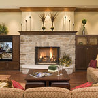 Mission-style Birch Fireplace Mantel - Craftsman - Living Room ...