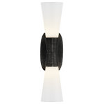 Visual Comfort - Utopia Bathroom Wall Sconce, 2-Light, Aged Iron, White Glass, 18"H - This beautiful wall sconce will magnify your home with a perfect mix of fixture and function. This fixture adds a clean, refined look to your outdoor space. Elegant lines, sleek and high-quality contemporary finishes.Visual Comfort has been the premier resource for signature designer lighting. For over 30 years, Visual Comfort has produced lighting with some of the most influential names in design using natural materials of exceptional quality and distinctive, hand-applied, living finishes.