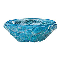 Inviting Home Inc. - Hand-Blown Venetian Glass Bowl, Blue, 13.5"x4.75" - Decorative Bowls
