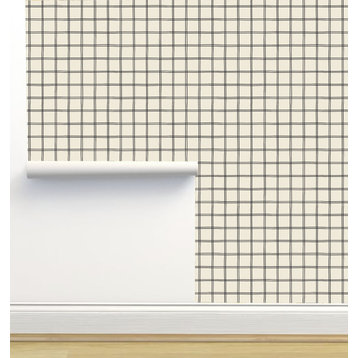 Double Grid Charcoal Wallpaper by Erin Kendal, Sample 12"x8"
