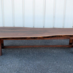 Walnut Bench with Curvy Legged Base - Indoor Benches