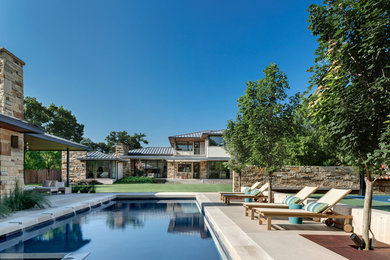 Minimalist beige two-story stucco exterior home photo in Dallas