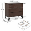 Demijen Modern Industrial 3 Drawer Wide Dresser, Walnut and Matte Black