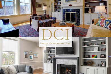 Design ideas for a transitional living room in Providence.