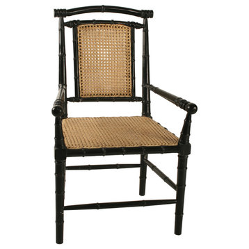 Colonial Bamboo Arm Chair, Hand Rubbed Black