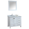 Bella 42" Solid Wood Pure White Bathroom With Mirror