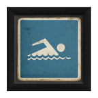 Swimming Sign Framed Artwork, Blue