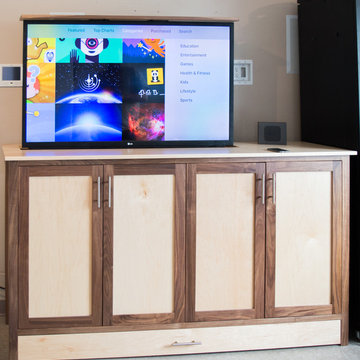 TV Lift Cabinet in solid Maple Infused with Solid Walnut (The Naramada)