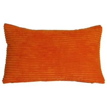 Pillow Decor - Wide Wale Corduroy 12 x 20 Throw Pillows, Dark Orange