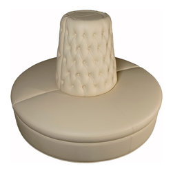 Cream Faux Leather Circle Borne Settee Sofa - Products