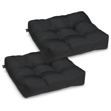 Water-Resistant 19x19x5" Square Patio Seat Cushion, Black, 2-Pack
