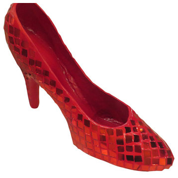 Red Mirror Mosaic 9" High Heel Accent Shoes, Set of 2