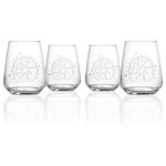 Rolf Glass - Compass Star Stemless Wine 15.75oz - Set of 4 - Find your way home! The Compass Star collection by Rolf Glass helps you stay the course through think fog and rough seas. Go exploring! Discover new libations without fear of running aground.