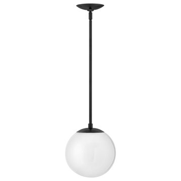 Warby 1 Light Pendant, Black, Etched Opal