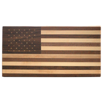 Walnut and Maple Wood American Flag Cutting Board