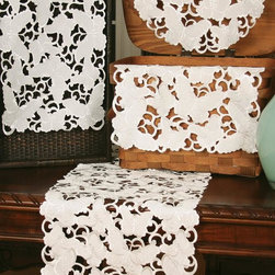 Xia Home Fashions - Mariposa Embroidered Cutwork Collection Mini Table Runner - Table Runners