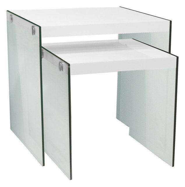 Nesting Tables, 2-Piece Set, Cappuccino, Tempered Glass ... Nesting Tables, 2-Piece Set, Cappuccino, Tempered Glass ...