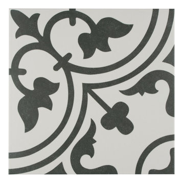 SomerTile Arte Encaustic Porcelain Floor and Wall Tile, White