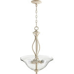 Quorum - Quorum 8110-3-170 Spencer - Three Light Pendant - Shade Included: YesSpencer Three Light  Persian White Clear/ *UL Approved: YES Energy Star Qualified: n/a ADA Certified: n/a  *Number of Lights: Lamp: 3-*Wattage:75w Medium Base bulb(s) *Bulb Included:No *Bulb Type:Medium Base *Finish Type:Persian White