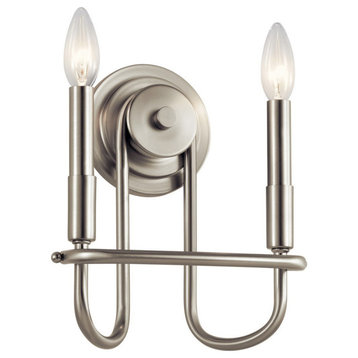 Kichler Capitol Hill 2-Light Wall Sconce 52308NI, Brushed Nickel