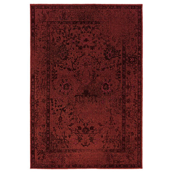 Ophelia Overdyed Traditional Red and Gray Rug, 1'10"x3'3"