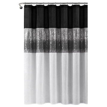 Night Sky Shower Curtain, 72"x72", Black/White