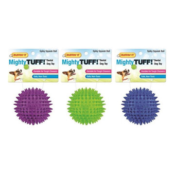 Ruffin&#039; It 80610 Mighty Tuff Spiky Squeaky Ball Dog Toy, 3", Assorted
