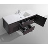 ConceptBaths 60" Angela Wall Mounted Modern Single Vanity, Char Oak