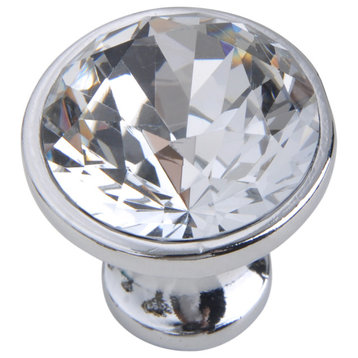 Utopia Alley Gleam Crystal Cabinet Knob, 1.2" Diameter, Polished Chrome, 25 Pack