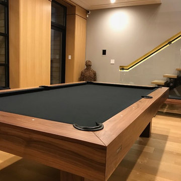 Walnut pool table with a ping pong and dining coversion top