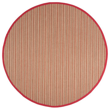 Safavieh Natural Fiber Collection NF132 Rug, Brown/Red, 6' Round