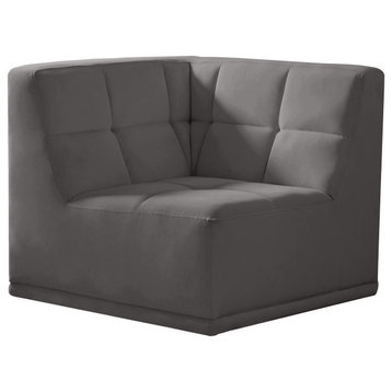 Relax Velvet Upholstered Corner Chair, Grey