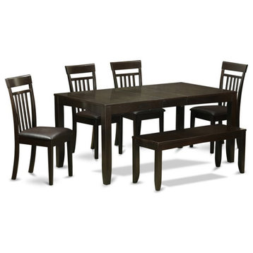 East West Furniture Lynfield 6-piece Wood Dining Room Set in Cappuccino
