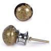 Glass Knobs, Dusty Brown, Set of 2, Silver Base