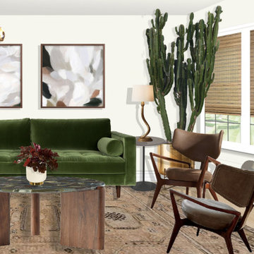 Earthy Modern Living Room Rendering
